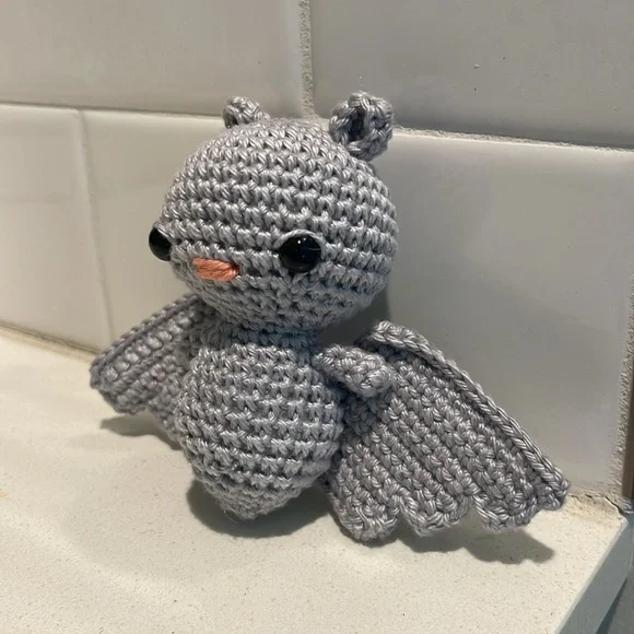 Handcrafted Bat Halloween Figure Holiday Decor Amigurui Crochet Fall Spooky - Picture 2 of 11